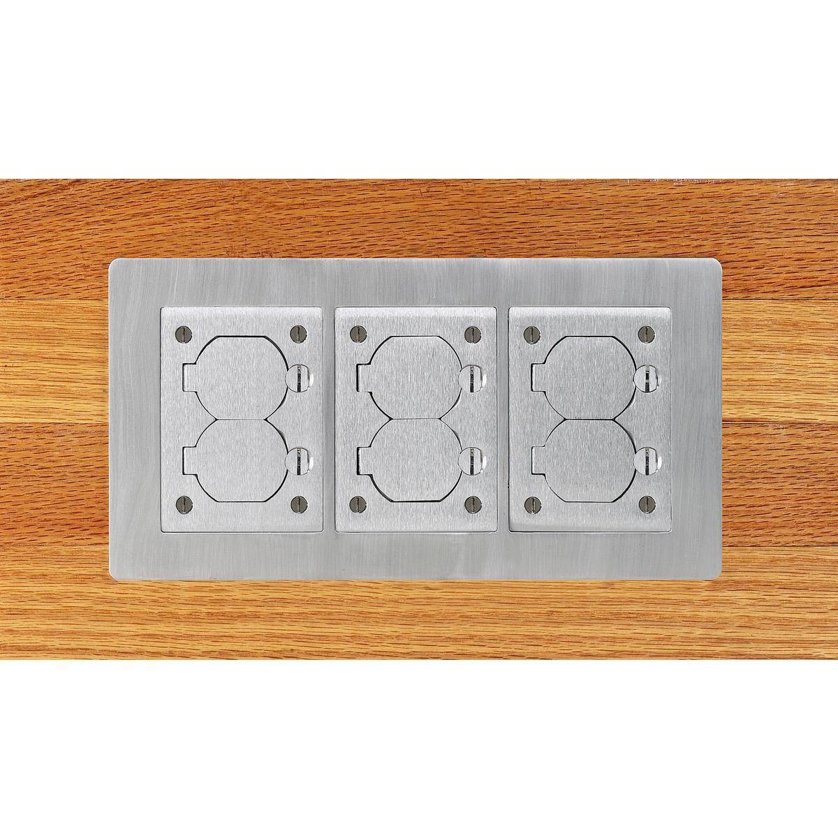 PREMISE WIRING SA3085W 3-Gang Rectangular Standard Machined Floor Flange, 11.34 in L, Aluminum