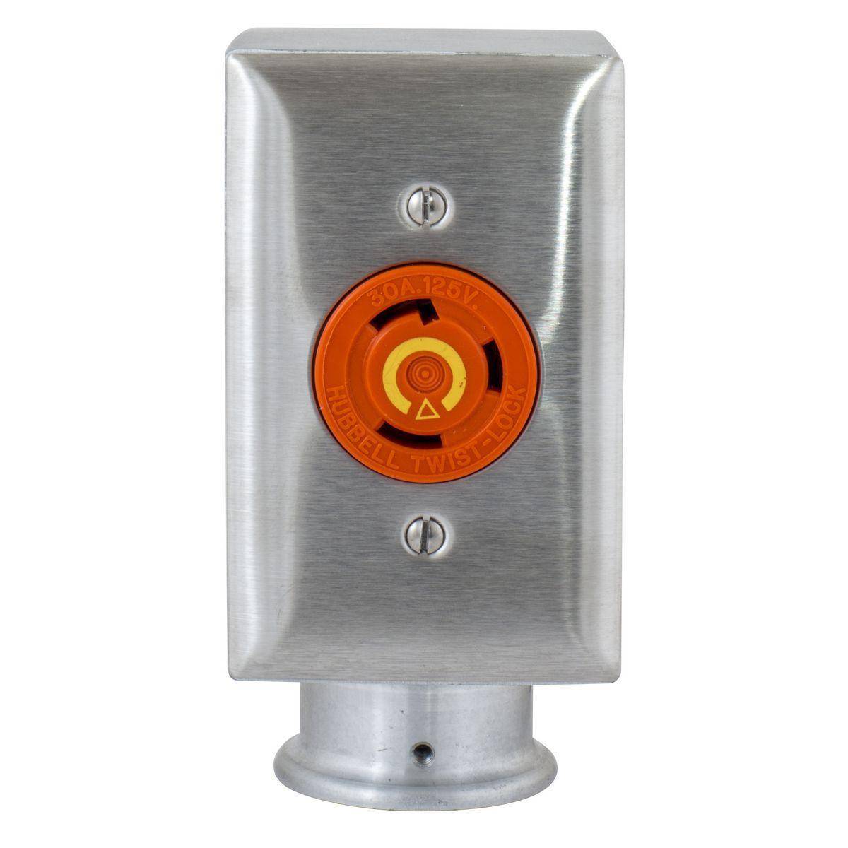 Wiring Device-Kellems SA6686G Standard Grounded Large Capacity Single Service Pedestal With 1 in NPT Hub, 2 Outlets, 2 Gangs, Aluminum