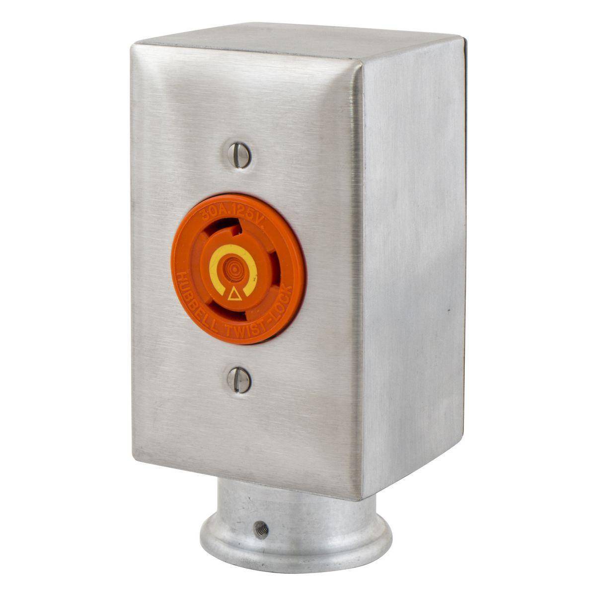 Wiring Device-Kellems SA6686G Standard Grounded Large Capacity Single Service Pedestal With 1 in NPT Hub, 2 Outlets, 2 Gangs, Aluminum