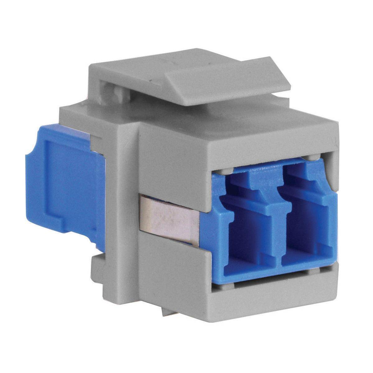 Wiring Device-Kellems OptiChannel™ SFFLCSAQG Duplex Keystone Standard Fiber Optic Adapter, LC Connector, Flush/Snap-In Mount, 125 um Single-Mode/Multi-Mode Fiber