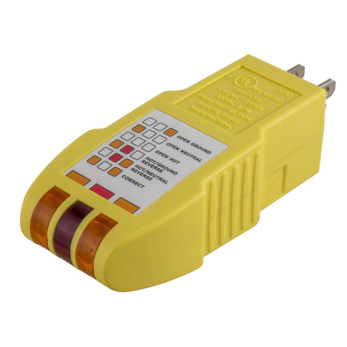 Wiring Device-Kellems SNAPConnect® SNAPCTG 1-Phase 2-Pole 3-Wire 3-in-1 Standard Sized Receptacle Wiring Tester With GFCI Test Button, 125 V, 15/20 A Load