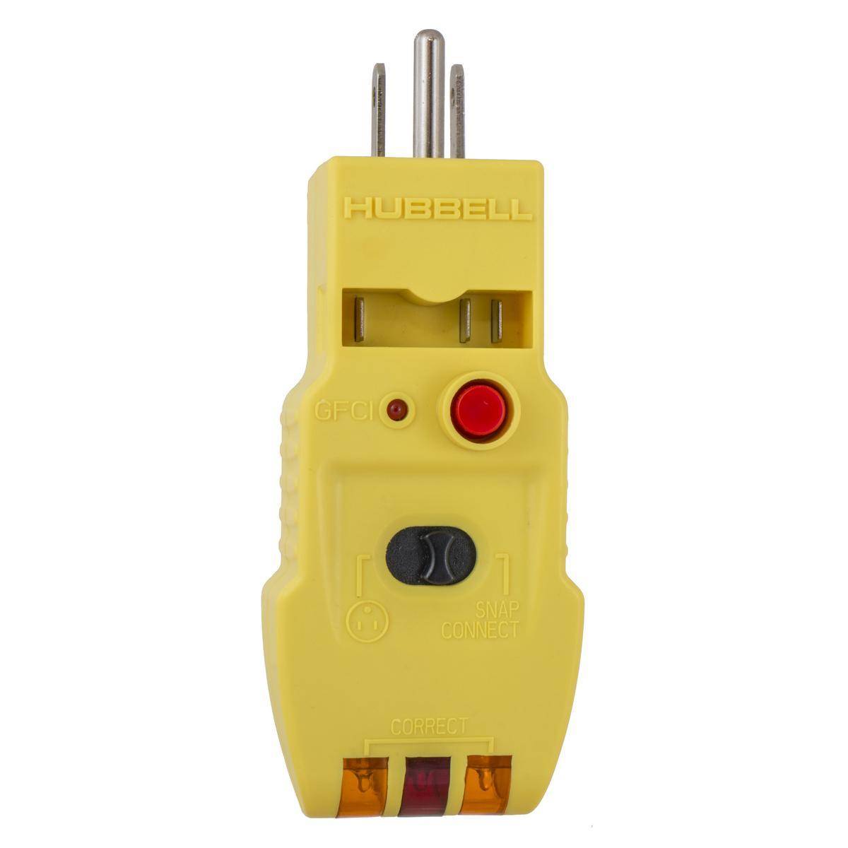 Wiring Device-Kellems SNAPConnect® SNAPCTG 1-Phase 2-Pole 3-Wire 3-in-1 Standard Sized Receptacle Wiring Tester With GFCI Test Button, 125 V, 15/20 A Load