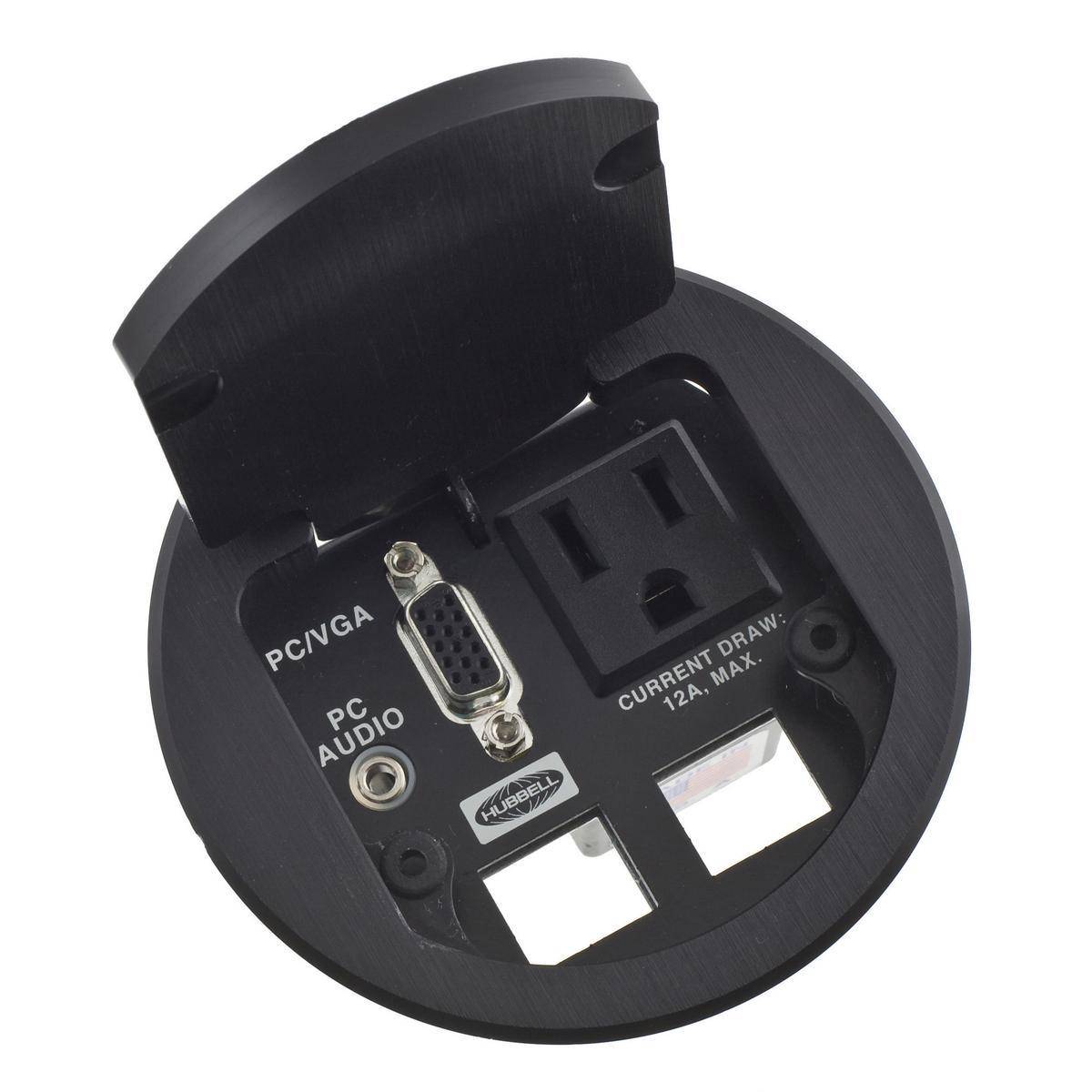 Wiring Device-Kellems TTBDS1BK Work Surface Box With 9 ft Power Cord, Stamped Steel, 1 Gangs, 4 Outlets