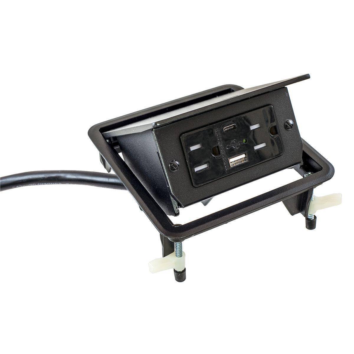 Wiring Device-Kellems WSBUSB2X2AC5BLK Duplex Flip-Up Work Surface Box