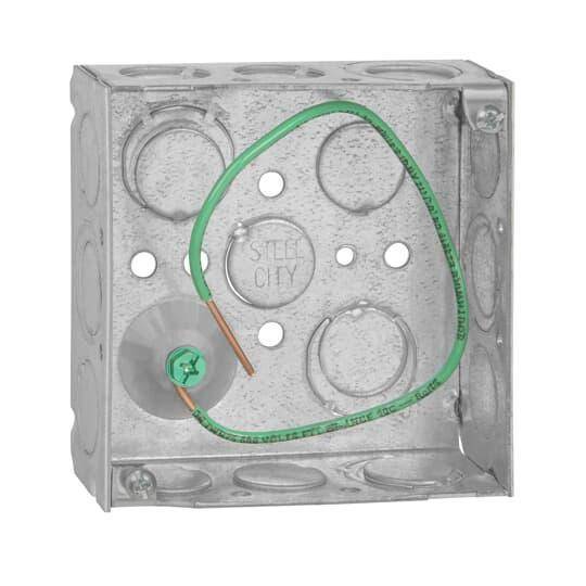 eFab™ 521511234EWGBP Outlet Box, Steel, 21 cu-in Capacity, (1) Outlets, (11) Knockouts, 4 in H x 4 in W x 1-1/2 in D