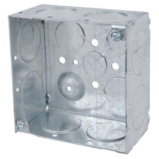 Steel City® 52171-1 Welded Style Outlet Box, Steel, 30.3 cu-in Capacity, (1) Outlets, (13) Knockouts, 4 in H x 4 in W x 2-1/8 in D