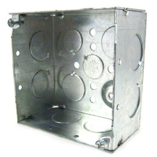 Steel City® 5217134-25R Square Outlet Box, Steel, 30.3 cu-in Capacity, (1) Outlets, (13) Knockouts, 4 in H x 4 in W x 2-1/8 in D