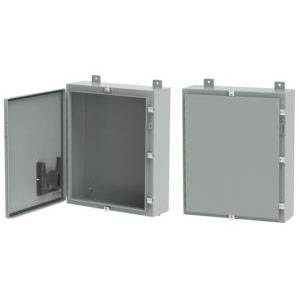 20" x 24" x 8", Hoffman Enclosures A20H24BLP Wall Mount Enclosure, NEMA 3/4/12/13, 16 Gauge, Mild Steel