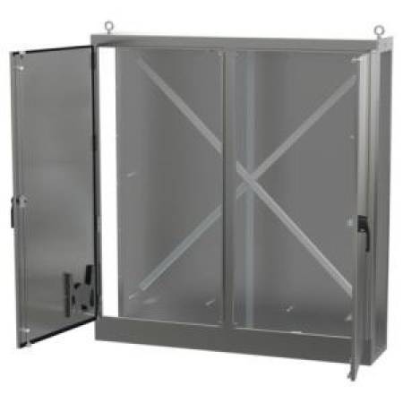 78.5 x 18.11 x 84.13, Hoffman Enclosures AU84X7818LSSLP Freestanding Enclosure, NEMA 3R/4/4X/12/IP66/IK10, 304 Stainless Steel, Universal, 2-Door