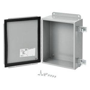 10 x 8 x 4, Hoffman A1008CHQR Junction Box, NEMA 12/13, IP65, Steel, 14 Gauge, flanged, ,1-Door