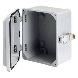 14 x 10 x 7, Hoffman A14107JFGQRR Electrical Enclosure, NEMA 3/3R/4/4X/12/13/IP66, Compression Molded Fiberglass, 1-Solid Door, Hinged