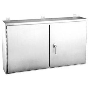 24 x 42 x 8, Hoffman A244208WFSSLP Wall Mount Enclosure, NEMA 12/IP55, 304 Stainless Steel, 2-Door, HG Continuous Hinged