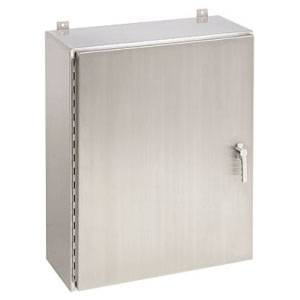 24 x 20 x 6, Hoffman A24H2006SS6LP3PT Wall Mount Enclosure, NEMA 3R/4/4X/12/13/IP66, 316L Stainless Steel, 1-Door, Continuous Hinged