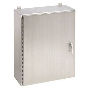 30 x 30 x 8, Hoffman A30H3008SS6LP3PT Wall Mount Enclosure, NEMA 3R/4/4X/12/13/IP66, 316L Stainless Steel, 1-Door, Continuous Hinged