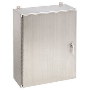 30 x 30 x 8, Hoffman A30H3008SSLP3PT Wall Mount Enclosure, NEMA 3R/4/4X/12/13/IP66, 304 Stainless Steel, 1-Door, Continuous Hinged