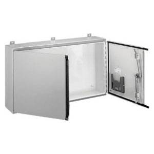 36 x 60 x 12, Hoffman A366012WFLP Wall Mount Enclosure, NEMA 12/IP55, Mild Steel, 2-Door, Continuous Hinged