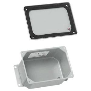 3.5 x 4 x 2.75, Hoffman A443DSC Junction Box, NEMA 4/6/12/13, IP67, Steel, 16 Gauge, flanged, 1-Door