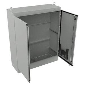 60.06 x 48.06 x 18.06, Hoffman A604818FSD Freestanding Enclosure, NEMA 12/IP55, 12 Gauge Steel, 2-Door
