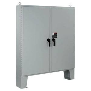 62.06 x 60.06 x 12.06, Hoffman A62H6012LP3PT Floor Mount Enclosure, NEMA 3/4/12/13/IP66, 12 Gauge Steel, 2-Door