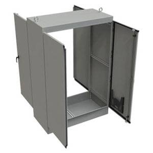 72.06 x 48.06 x 24.06, Hoffman A724824FSDADG Freestanding Enclosure, NEMA 12/IP55, 12 Gauge Steel, 2-Door