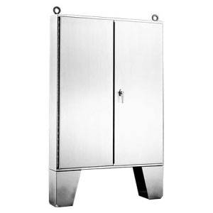 72.06 x 60.06 x 12.06, Hoffman A726012USSLP Floor Mount Enclosure, NEMA 12/IP55, 304 Stainless Steel, 2-Door