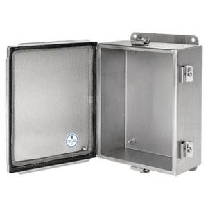 8 x 6 x 4, Hoffman A8064CHEMCSS Junction Box, NEMA 4/4X/12/13, IP66, 304 Stainless Steel, 14 Gauge (Body), 16 Gauge (Cover), Flanged, 1-Door