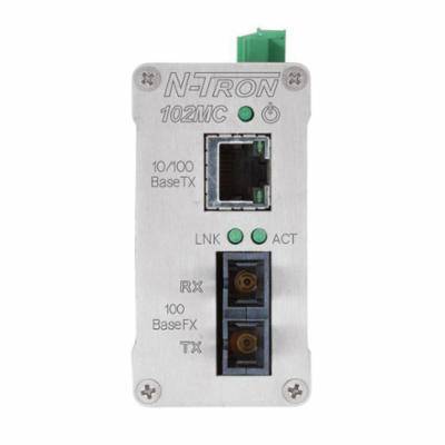 redlion® N-TRON® 102MCE-SC-15 100 Industrial Media Converter, 15 km