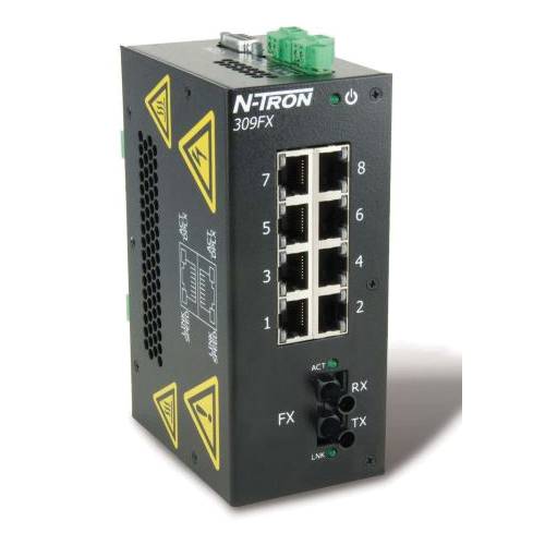 redlion® N-Tron® 309FX-SC N-Tron® 9-Port Unmanaged Ethernet Switch, (8) 10/100BaseTX RJ-45, (1) 100BaseFX Multi-Mode Fiber Port With SC Connectors Port, 2.6 Gbps Switching