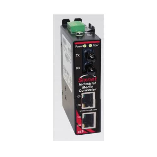 redlion® SLX-3ES-2ST Sixnet® 3-Port Unmanaged Ethernet Media Converter, (2) RJ45 10/100Base-TX, (1) 100Base-FX Multi-Mode Fiber With SC Connector Port, 3.2 Gbps Switching