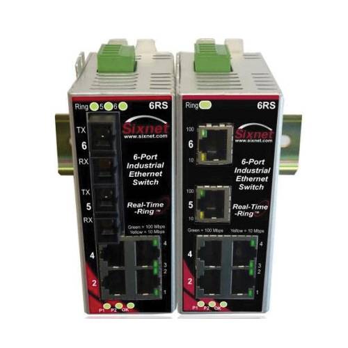 redlion® SLX-6RS-4ST-D1 Sixnet® 6-Port Ethernet Ring Switch, CLI/SNMP/Text/Web Interface, (4) RJ45 10/100Base-TX, (2) 100Base-FX Multi-Mode Fiber Port, 3.2 Gbps Switching